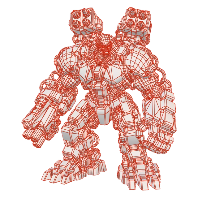 Topologia en wireframe de Robot d’armes