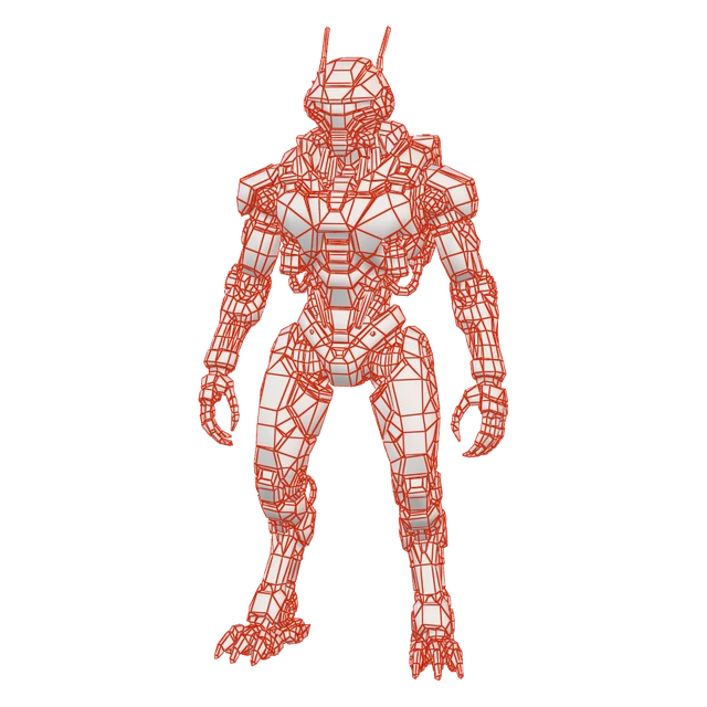 Topologia en wireframe de Robot humanoide
