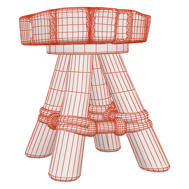 Topologia en wireframe de Tamboret de corda