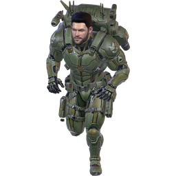Soldat davall del foc: personatge 3D animat